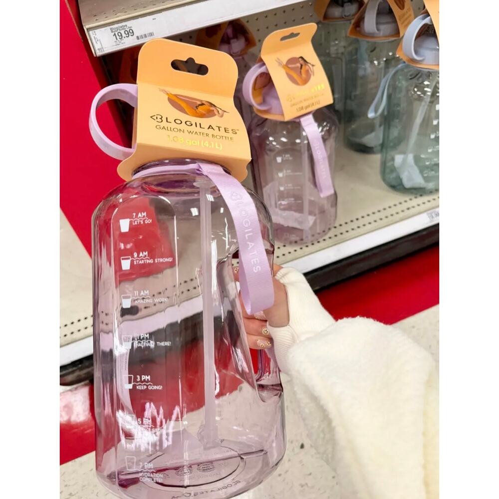 Blogilates Gallon Water Bottle - Lilac Haze: BPA-Free PETG, Portable Drinkware